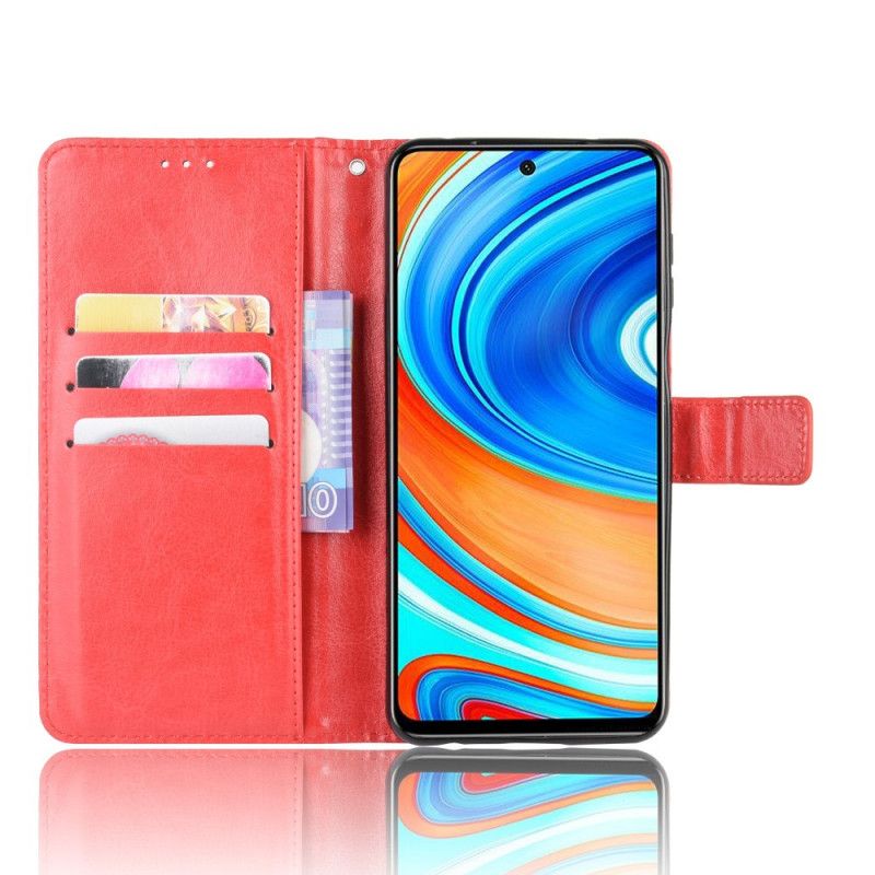 Leren Hoesje voor Xiaomi Redmi Note 9S / Note 9 Pro Rood Zwart Flitsend Kunstleer