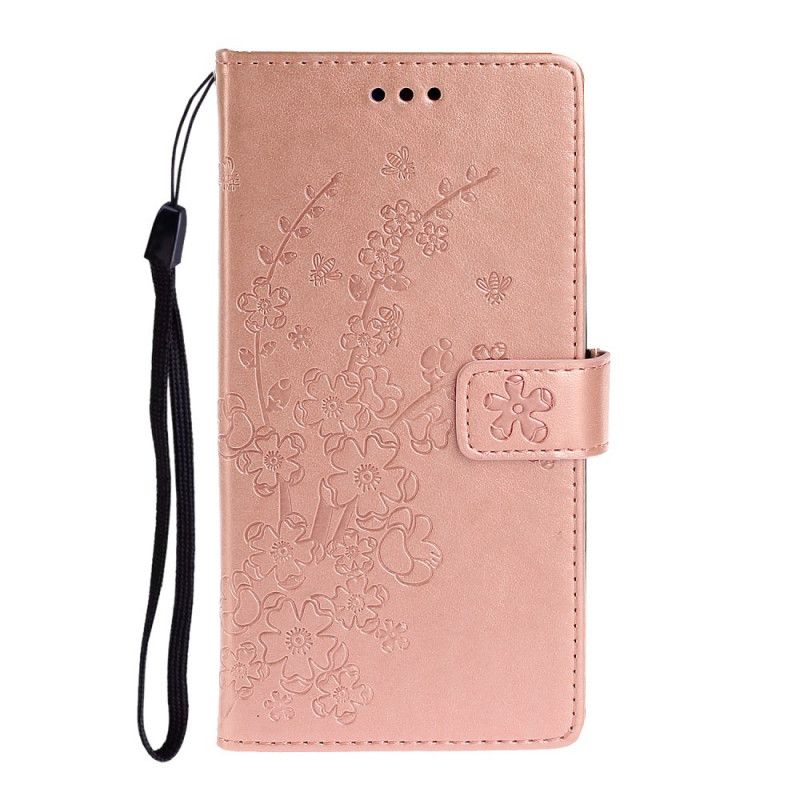 Leren Hoesje Xiaomi Redmi Note 9S / Note 9 Pro Rose Goud Zomerbloemen