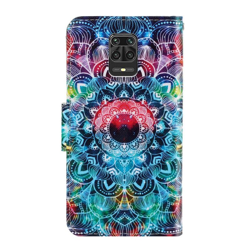 Leren Hoesje Xiaomi Redmi Note 9S / Note 9 Pro Telefoonhoesje Flitsende Mandala Met String