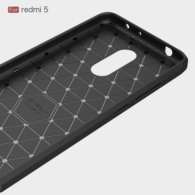 Cover Hoesje Xiaomi Redmi 5 Grijs Zwart Telefoonhoesje Geborsteld Koolstofvezel