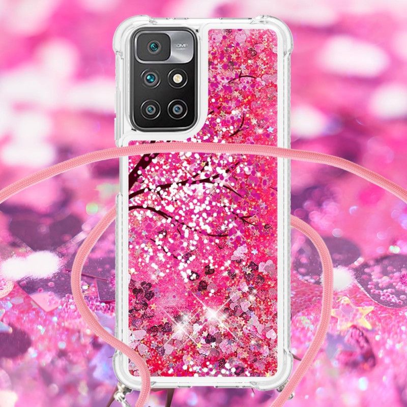 Case Hoesje Xiaomi Redmi 10 Telefoonhoesje Glitterboom Met Snoer