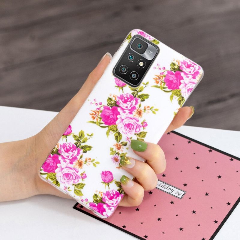 Cover Hoesje Xiaomi Redmi 10 Telefoonhoesje Fluorescerende Liberty-bloemen