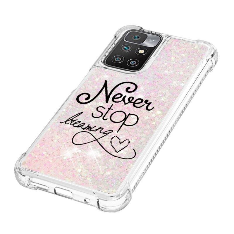 Cover Hoesje Xiaomi Redmi 10 Telefoonhoesje Stop Nooit Met Dromen Glitter