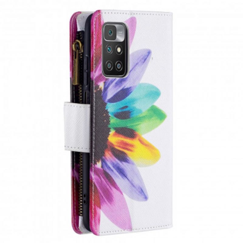 Flip Case Leren Xiaomi Redmi 10 Bloemzak Met Rits