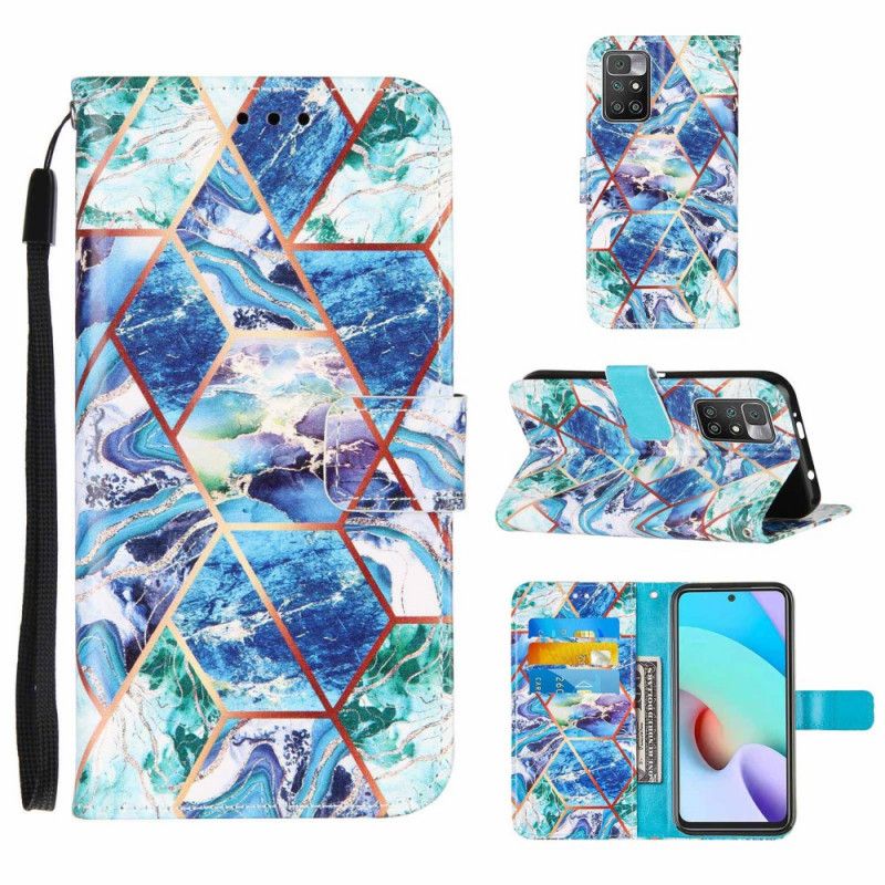 Flip Case Leren Xiaomi Redmi 10 Geometrisch Marmer