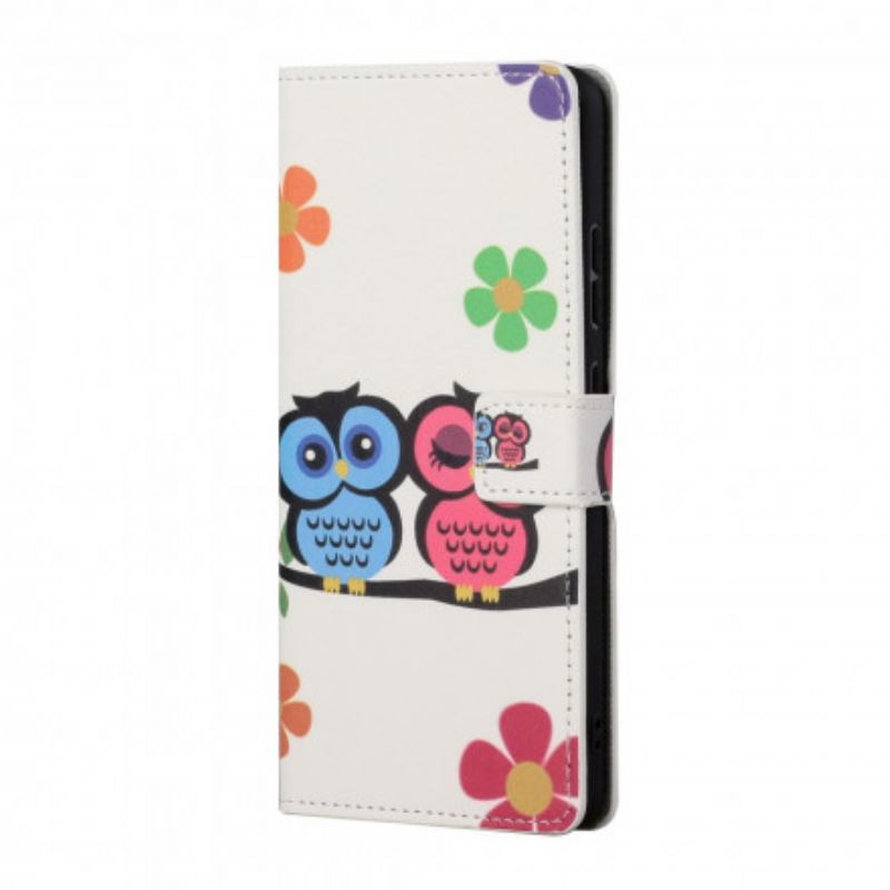 Flip Case Leren Xiaomi Redmi 10 Uilenpaar Met Bandjes