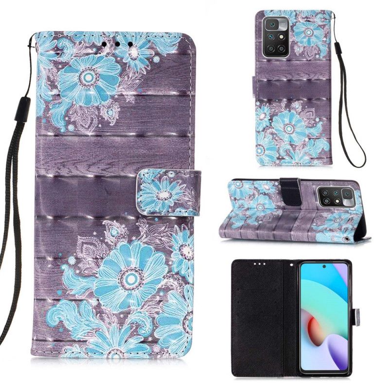 Folio-hoesje Xiaomi Redmi 10 Blauwe Bloemen