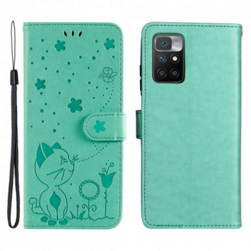 Folio-hoesje Xiaomi Redmi 10 Cat And Bee String