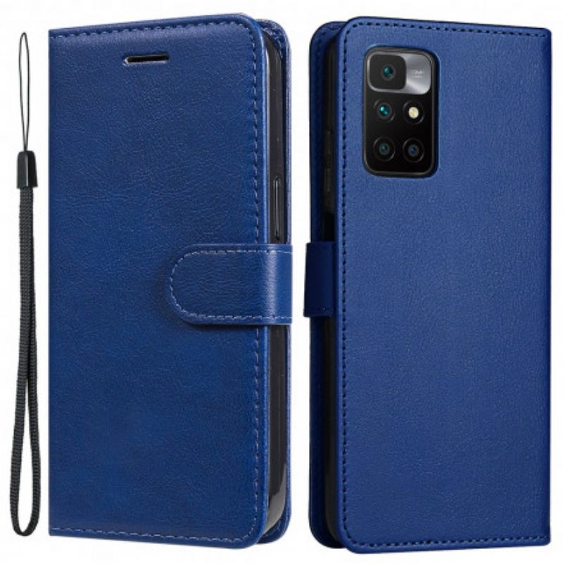 Folio-hoesje Xiaomi Redmi 10 Telefoonhoesje Effen Kleur Serie Strappy