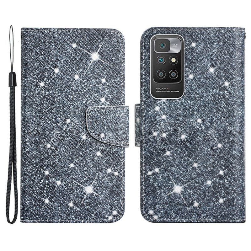 Folio-hoesje Xiaomi Redmi 10 Telefoonhoesje Glitterbandje