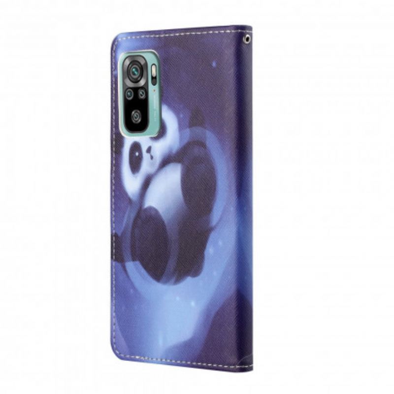 Folio-hoesje Xiaomi Redmi 10 Telefoonhoesje Panda Space Strappy