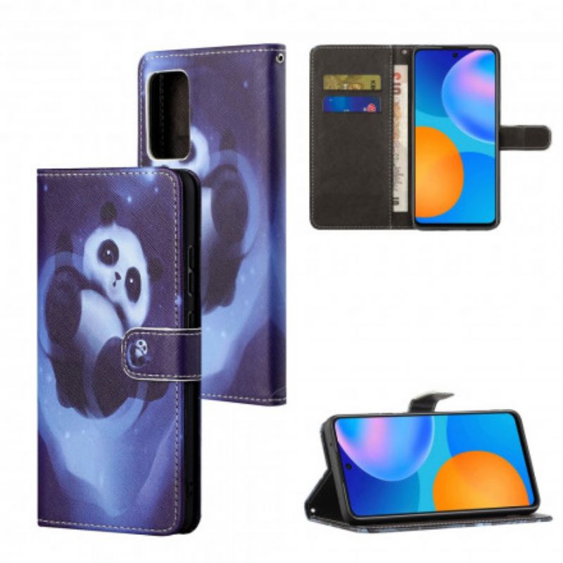 Folio-hoesje Xiaomi Redmi 10 Telefoonhoesje Panda Space Strappy