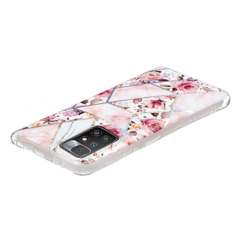 Hoesje Xiaomi Redmi 10 Gemarmerde Bloemen Bescherming Hoesje