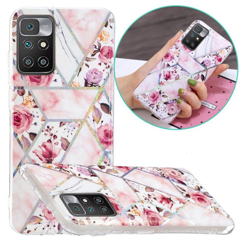 Hoesje Xiaomi Redmi 10 Gemarmerde Bloemen Bescherming Hoesje