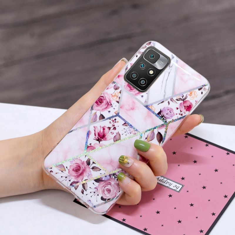 Hoesje Xiaomi Redmi 10 Gemarmerde Bloemen Bescherming Hoesje