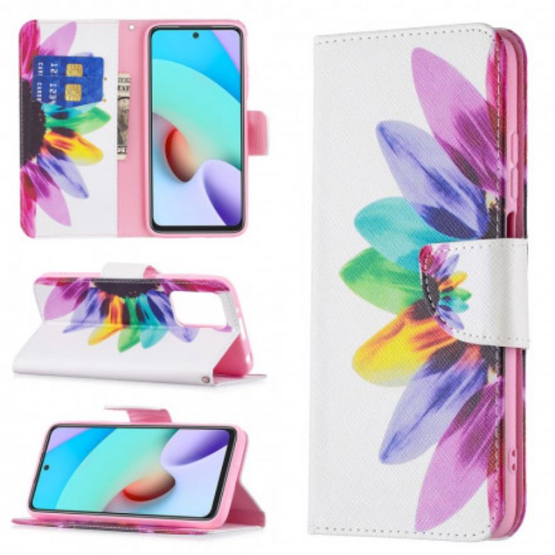 Leren Hoesje Voor Xiaomi Redmi 10 Bloem Aquarel