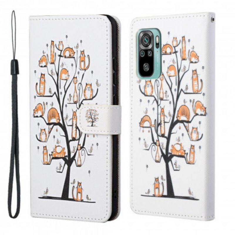 Leren Hoesje Voor Xiaomi Redmi 10 Funky Cats Strappy