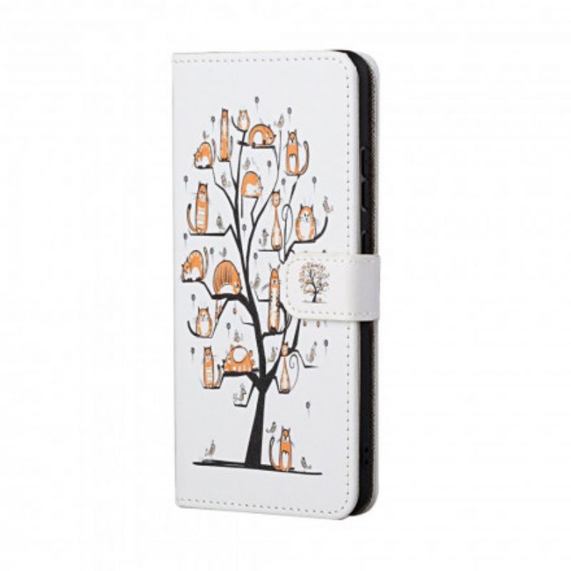 Leren Hoesje Voor Xiaomi Redmi 10 Funky Cats Strappy