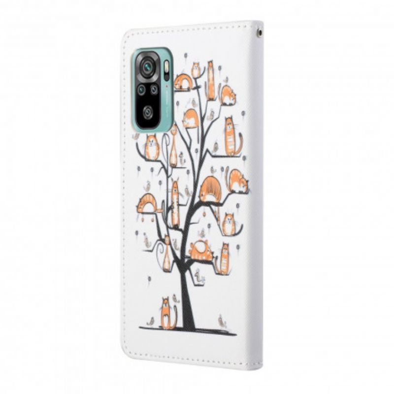 Leren Hoesje Voor Xiaomi Redmi 10 Funky Cats Strappy