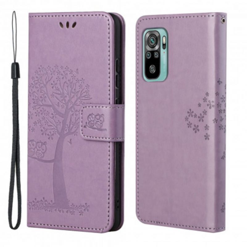 Leren Hoesje Voor Xiaomi Redmi 10 String Boom En Uilen