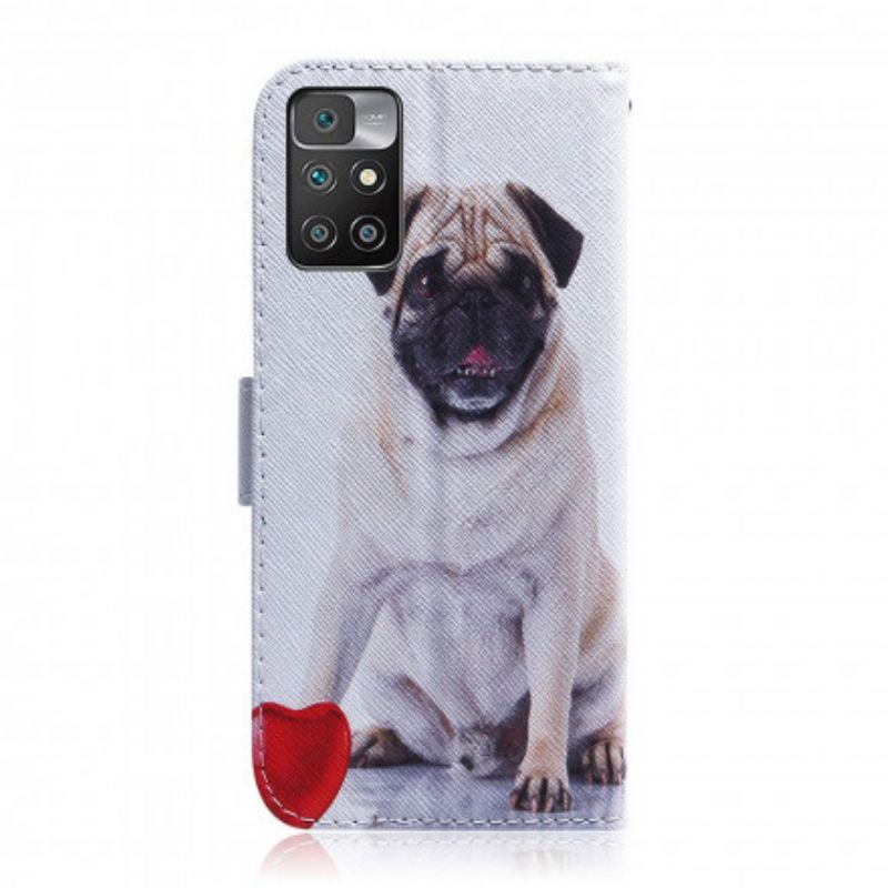 Leren Hoesje Xiaomi Redmi 10 Mopshond Bescherming Hoesje