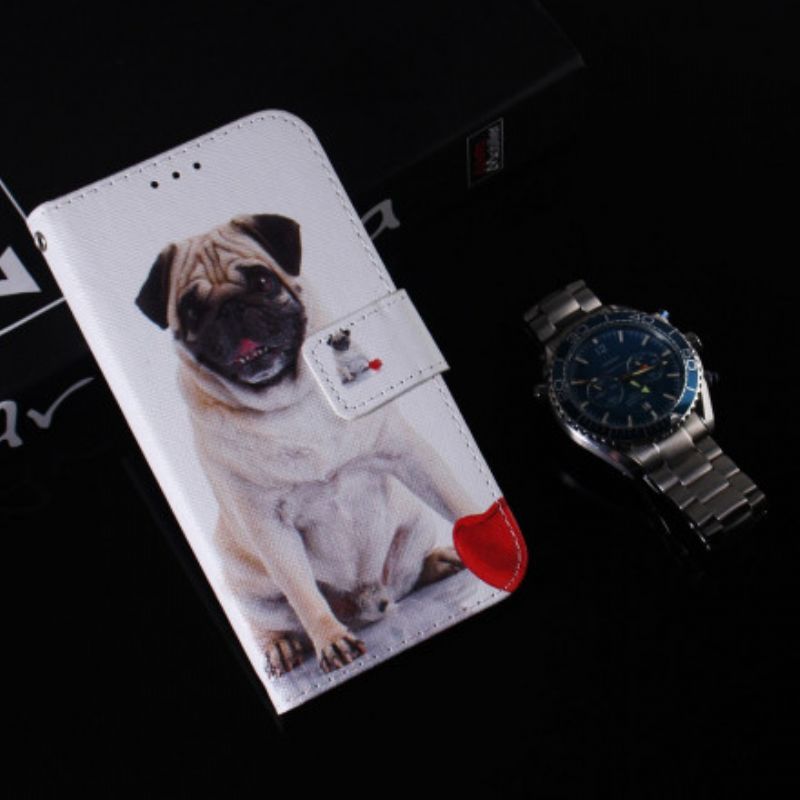 Leren Hoesje Xiaomi Redmi 10 Mopshond Bescherming Hoesje