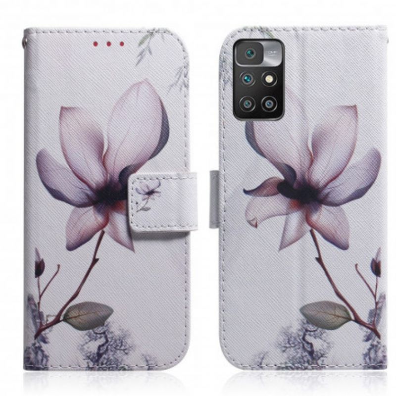 Leren Hoesje Xiaomi Redmi 10 Oudroze Bloem Bescherming Hoesje