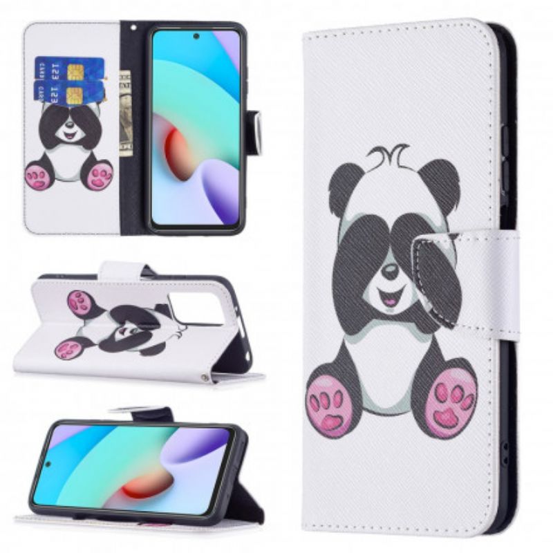 Leren Hoesje Xiaomi Redmi 10 Panda Fun Bescherming Hoesje