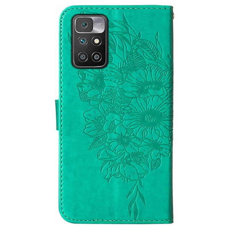 Leren Hoesje Xiaomi Redmi 10 Vlinderontwerp Met Lanyard