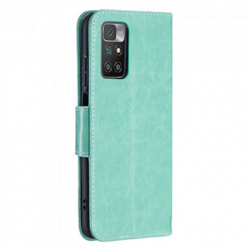 Leren Hoesje Xiaomi Redmi 10 Vlinders Print Strappy Bescherming Hoesje