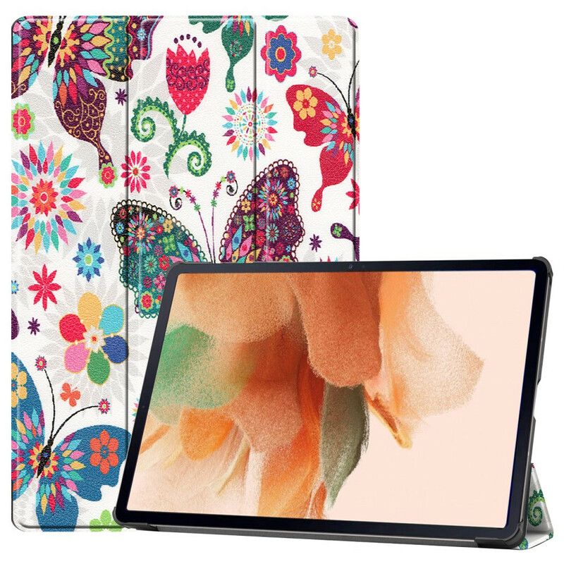 Smart Case Samsung Galaxy Tab S7 Fe Vintage Flower Pennenhouder