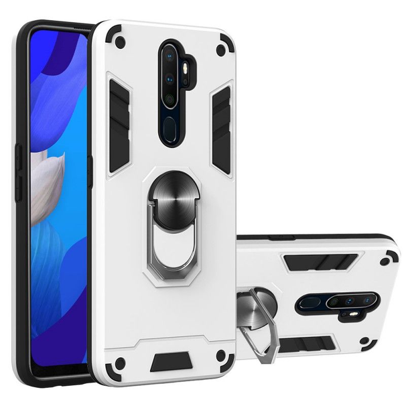 Case Hoesje Oppo A5 2020 Wit Zwart Telefoonhoesje Afneembaar Met Steunring