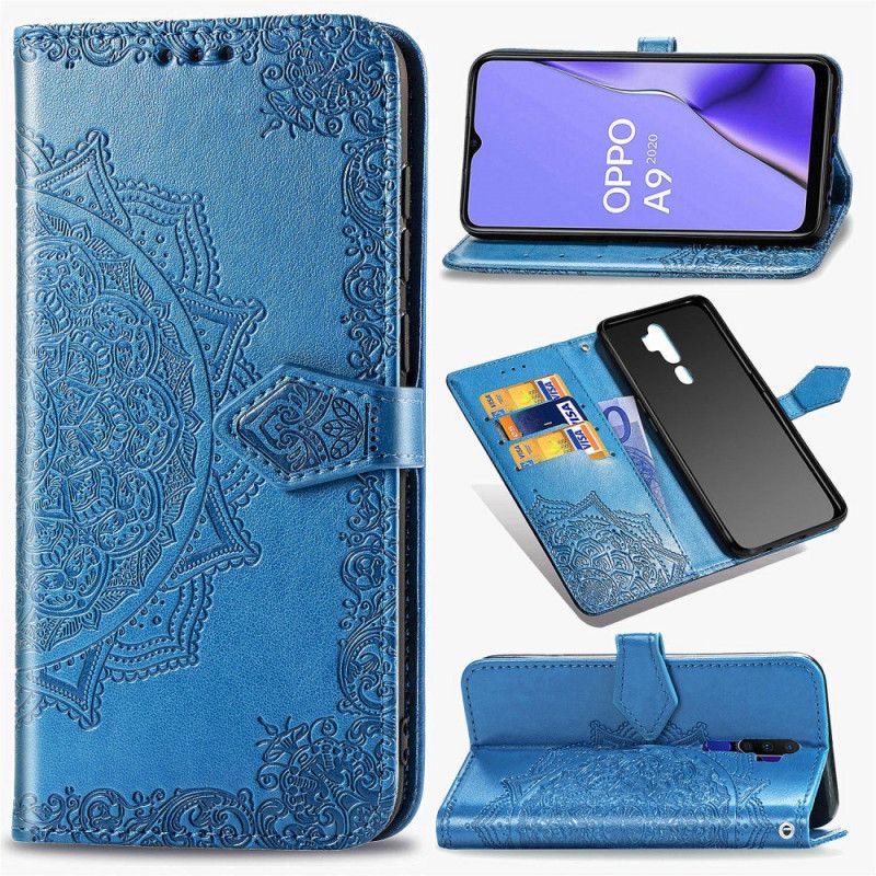 Cover Folio-hoesje Oppo A5 2020 Grijs Zwart Telefoonhoesje Mandala Van Middelbare Leeftijd