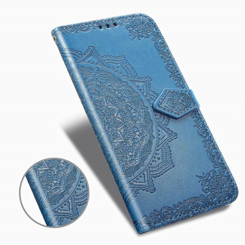 Cover Folio-hoesje Oppo A5 2020 Grijs Zwart Telefoonhoesje Mandala Van Middelbare Leeftijd