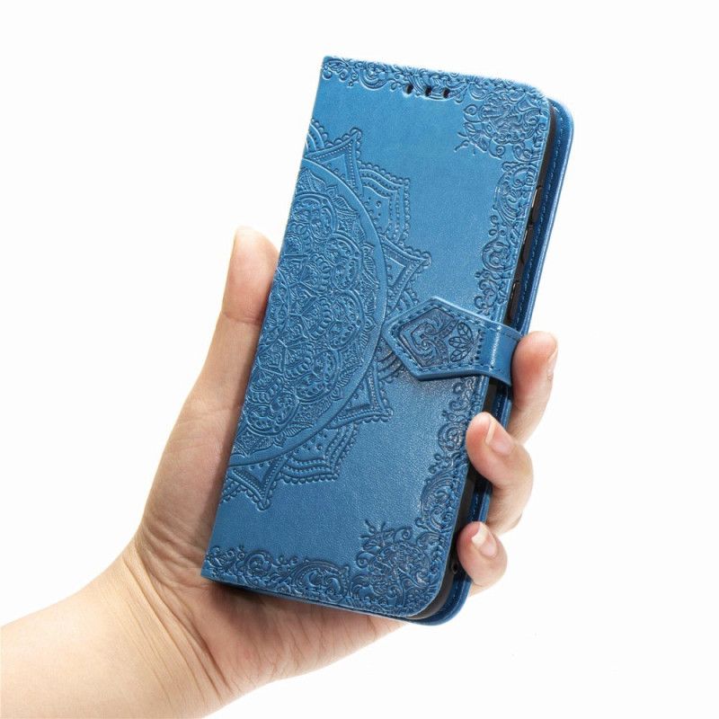 Cover Folio-hoesje Oppo A5 2020 Grijs Zwart Telefoonhoesje Mandala Van Middelbare Leeftijd