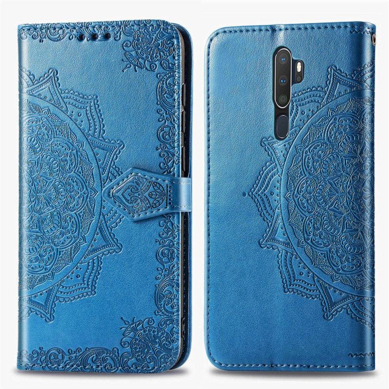 Cover Folio-hoesje Oppo A5 2020 Grijs Zwart Telefoonhoesje Mandala Van Middelbare Leeftijd