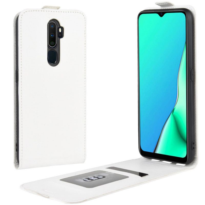 Leren Hoesje Oppo A5 2020 Wit Zwart Telefoonhoesje Vouwledereffect