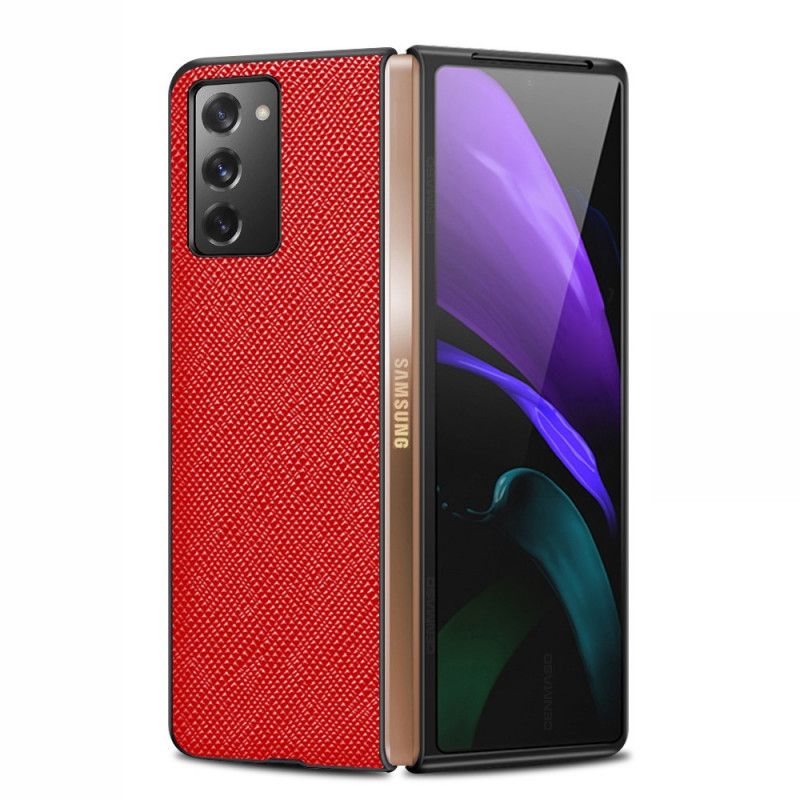 Cover Hoesje Samsung Galaxy Z Fold 2 Rood Zwart Telefoonhoesje Echt Gestructureerd Leer