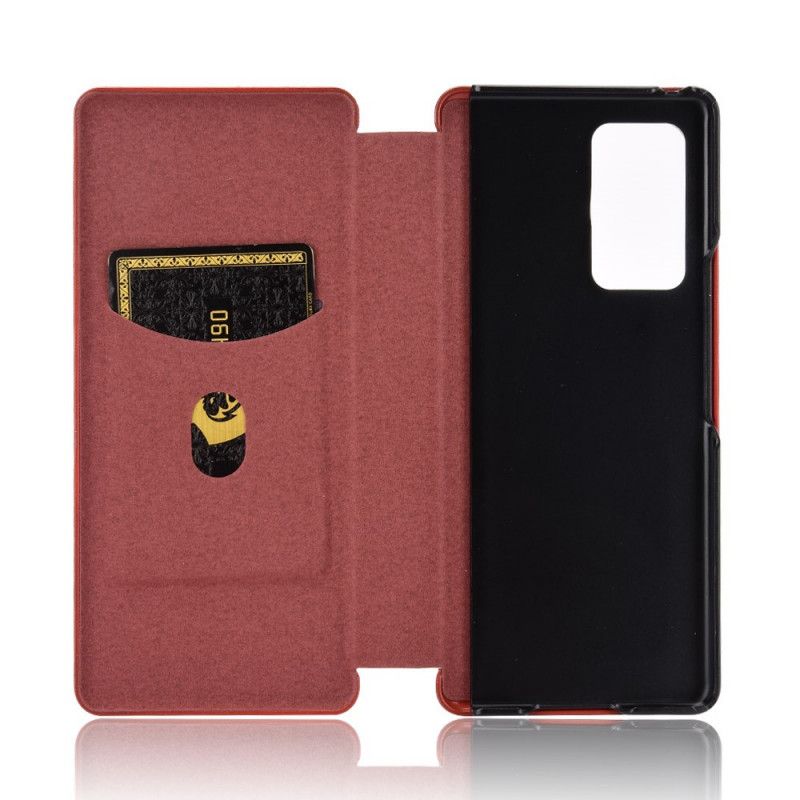 Cover Samsung Galaxy Z Fold 2 Rood Zwart Koolstofvezel