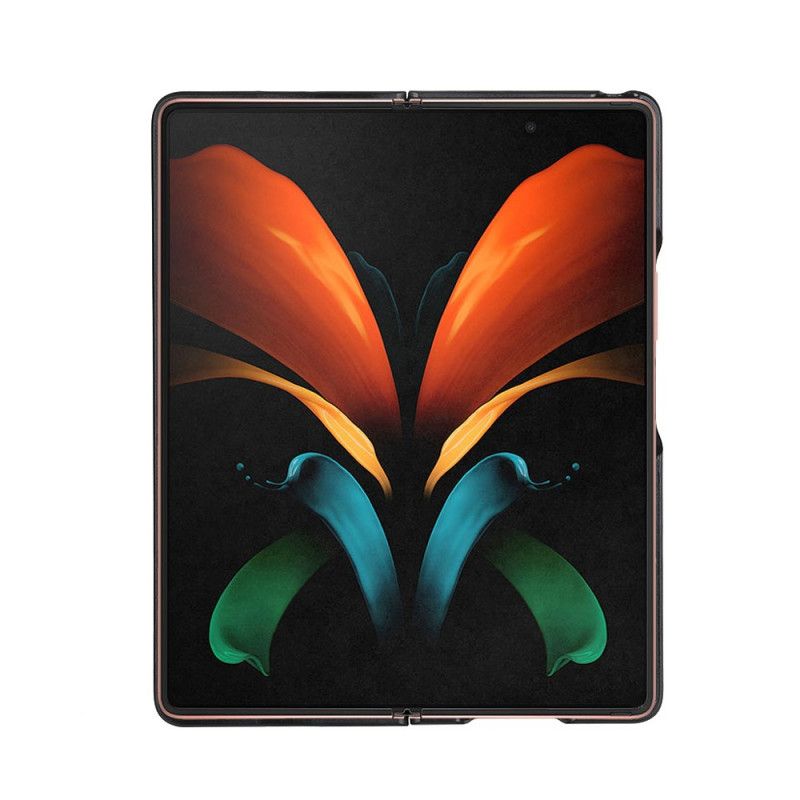 Hoesje Samsung Galaxy Z Fold 2 Rood Zwart Echt Gestructureerd Lychee Leer