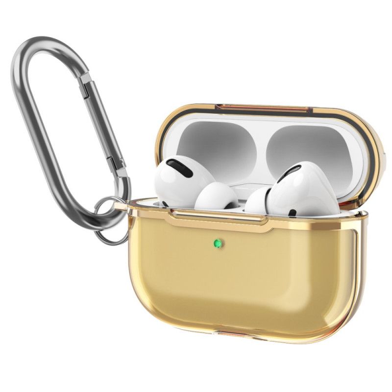 Hoesje AirPods Pro Rood Grijs Metallic Design Met Karabijnhaak