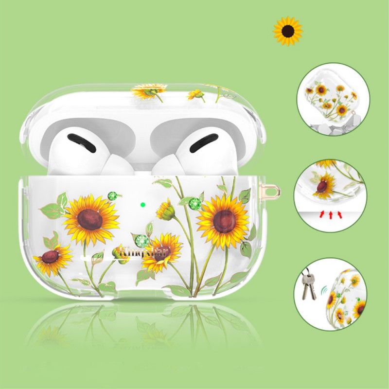 Hoesje AirPods Pro Wit Swarovski Kingxbar Lichtgevende Bloemen