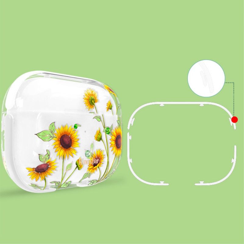 Hoesje AirPods Pro Wit Swarovski Kingxbar Lichtgevende Bloemen