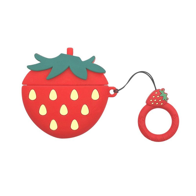 Hoesje voor AirPods Pro Geel Rood Fruitserie Met Ring