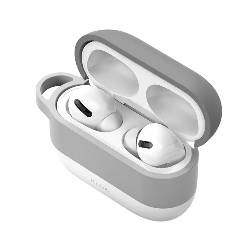 Hoesje voor AirPods Pro Grijs Wolk-Stijl Met Karabijnhaak Van Baseus