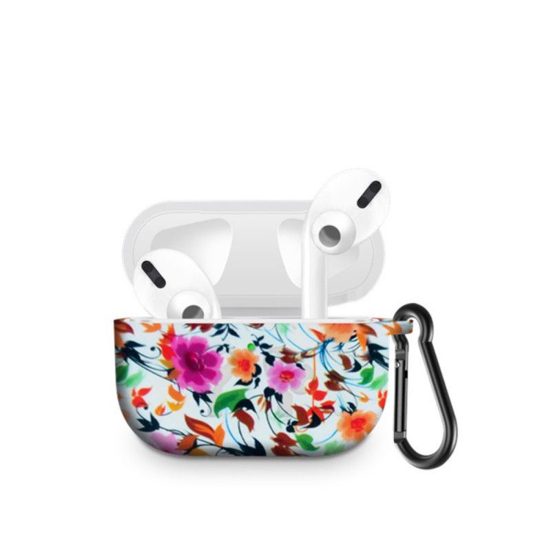 Hoesje voor AirPods Pro Siliconen Bloemen Met Karabijnhaak