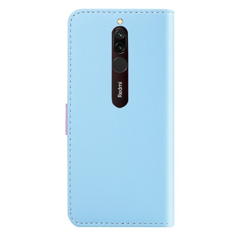 Bescherming Hoesje Xiaomi Redmi 8 Magenta Wit Driekleurig Leereffect