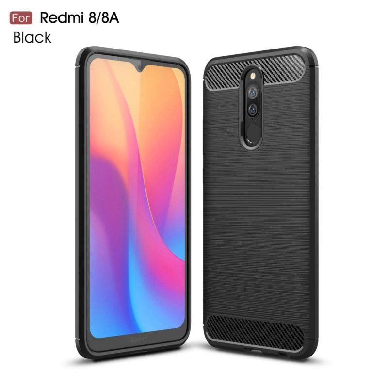 Case Hoesje Xiaomi Redmi 8 Rood Zwart Telefoonhoesje Geborsteld Koolstofvezel