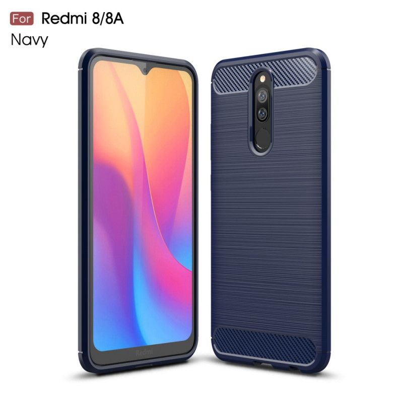 Case Hoesje Xiaomi Redmi 8 Rood Zwart Telefoonhoesje Geborsteld Koolstofvezel