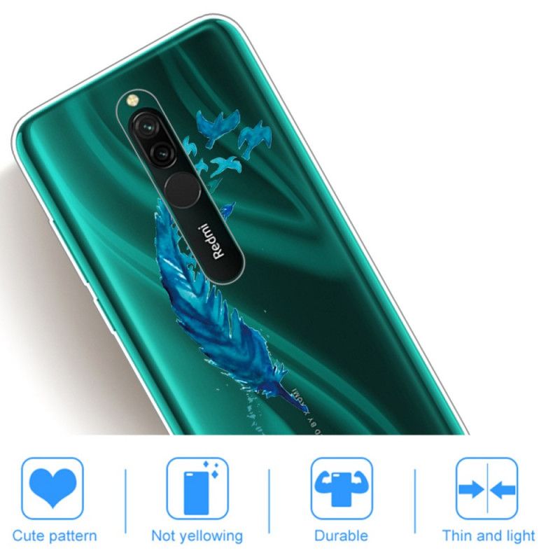 Case Hoesje Xiaomi Redmi 8 Telefoonhoesje Mooie Blauwe Veer